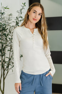 Thumbnail for Effortless Edge Knit Henley Top in Natural