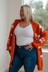 Thumbnail for Enough Anyways Floral Cardigan in Burnt Orange