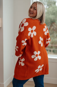 Thumbnail for Enough Anyways Floral Cardigan in Burnt Orange