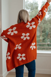 Thumbnail for Enough Anyways Floral Cardigan in Burnt Orange