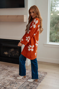 Thumbnail for Enough Anyways Floral Cardigan in Burnt Orange