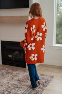 Thumbnail for Enough Anyways Floral Cardigan in Burnt Orange