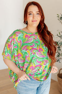 Thumbnail for Essential Blouse in Painted Green and Pink