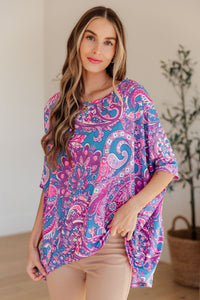 Thumbnail for Essential Blouse in Purple Paisley