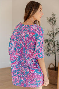Thumbnail for Essential Blouse in Purple Paisley