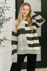 Thumbnail for Fall Into Us Color Block Knit Pullover