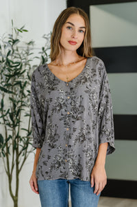 Thumbnail for Falling in Deep Crinkle Woven Blouse Dune Grey