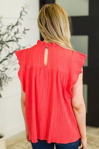 Thumbnail for Float This Way Flutter Sleeve Blouse in Coral