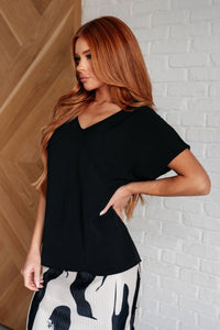 Thumbnail for Frequently Asked Questions V-Neck Top in Black