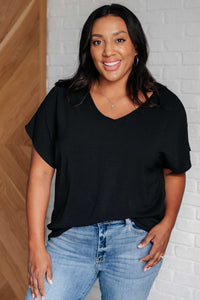 Thumbnail for Frequently Asked Questions V-Neck Top in Black