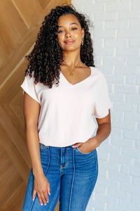 Thumbnail for Frequently Asked Questions V-Neck Top in Blush