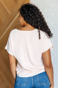Thumbnail for Frequently Asked Questions V-Neck Top in Blush