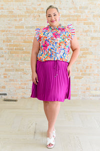 Thumbnail for Just a Flirt Pleated Skirt in Magenta