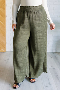 Thumbnail for Harmony High Rise Wide Pants in Olive