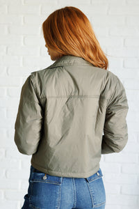 Thumbnail for Hear Me Out Lightweight Puffer Jacket in Olive