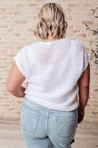 Thumbnail for Here for More Open Knit Cap Sleeve Sweater