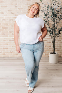 Thumbnail for Here for More Open Knit Cap Sleeve Sweater