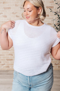 Thumbnail for Here for More Open Knit Cap Sleeve Sweater