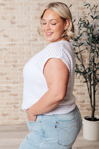 Thumbnail for Here for More Open Knit Cap Sleeve Sweater