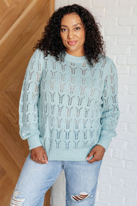 Thumbnail for Hole In One Sheer Pointelle Knit Sweater