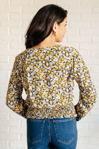 Thumbnail for Honey Honey Floral Smocked Blouse in Black