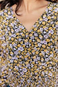 Thumbnail for Honey Honey Floral Smocked Blouse in Black