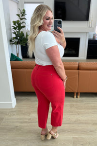 Thumbnail for Lisa High Rise Control Top Wide Leg Crop Jeans in Red