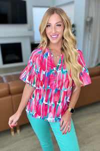 Thumbnail for Art Exhibit V-Neck Blouse