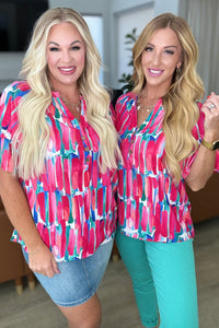 Thumbnail for Art Exhibit V-Neck Blouse