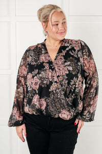 Thumbnail for I Wish We Had it All Surplice Floral Blouse