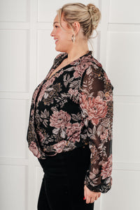 Thumbnail for I Wish We Had it All Surplice Floral Blouse