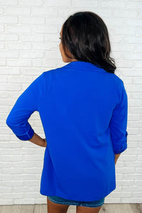 Thumbnail for I'm Really That Gal Open Front Blazer in Royal Blue