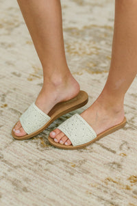 Thumbnail for Imelda Off White Crocheted Slip On Sandal