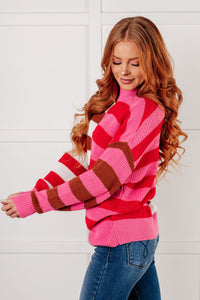 Thumbnail for In Your Lane Color Blocked Stripe Sweater