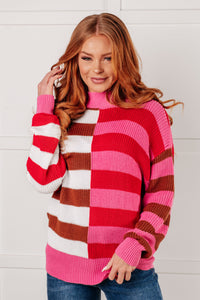Thumbnail for In Your Lane Color Blocked Stripe Sweater