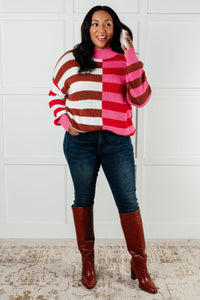 Thumbnail for In Your Lane Color Blocked Stripe Sweater