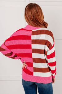 Thumbnail for In Your Lane Color Blocked Stripe Sweater