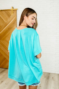 Thumbnail for In the Rotation Exposed Seam Tee in Aqua