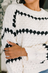 Thumbnail for Ivy Lane Textured Sweater in White and Black