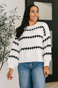 Thumbnail for Ivy Lane Textured Sweater in White and Black