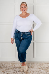 Thumbnail for Janice High Rise Button Fly Wide Leg Crop Jeans