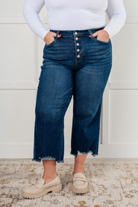 Thumbnail for Janice High Rise Button Fly Wide Leg Crop Jeans