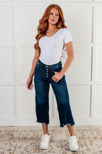 Thumbnail for Janice High Rise Button Fly Wide Leg Crop Jeans