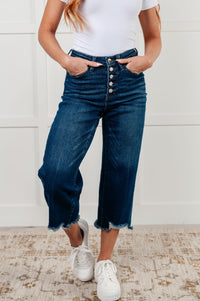 Thumbnail for Janice High Rise Button Fly Wide Leg Crop Jeans