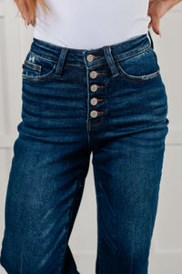 Thumbnail for Janice High Rise Button Fly Wide Leg Crop Jeans