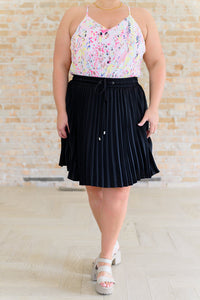 Thumbnail for Just a Flirt Pleated Skirt in Black