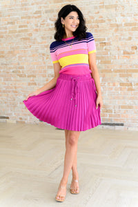 Thumbnail for Just a Flirt Pleated Skirt in Magenta