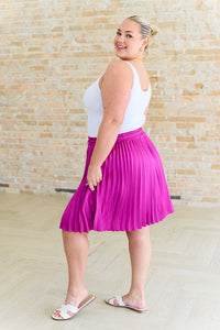 Thumbnail for Just a Flirt Pleated Skirt in Magenta