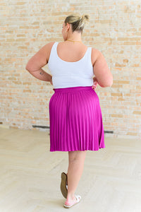 Thumbnail for Just a Flirt Pleated Skirt in Magenta