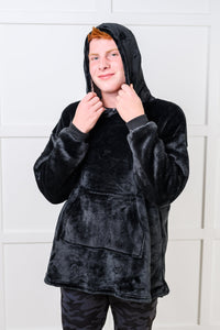 Thumbnail for Kids Oversized Hoodie Blanket in Black